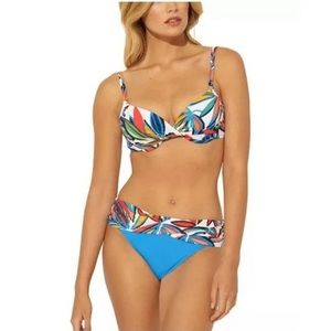 Bleu Rod Beattie “Lush Life” pattern swim bra top and sarong bottom.  Sz 8 NWT